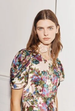 Beatrix Satin Midi Dress Green Floral -Ghost Store D07G029 Z34 28968 650px 964px