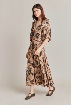 Dana Crepe Midi Dress Cream Jacobean Floral -Ghost Store D07G030 Z87 28806 650px 964px