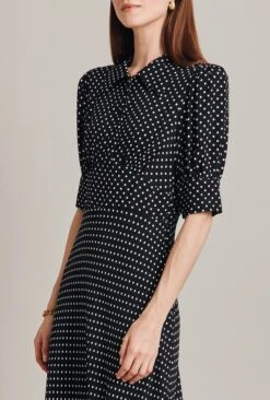 Wilma Crepe Midi Dress Black Spot -Ghost Store D07G034 Z14 28952 650px 964px