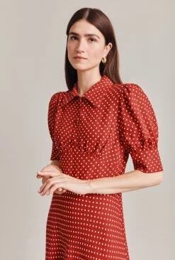 Wilma Crepe Midi Dress Red Spot 2 Wilma Crepe Midi Dress Red Spot -Ghost Store D07G034 Z78 29042 650px 964px