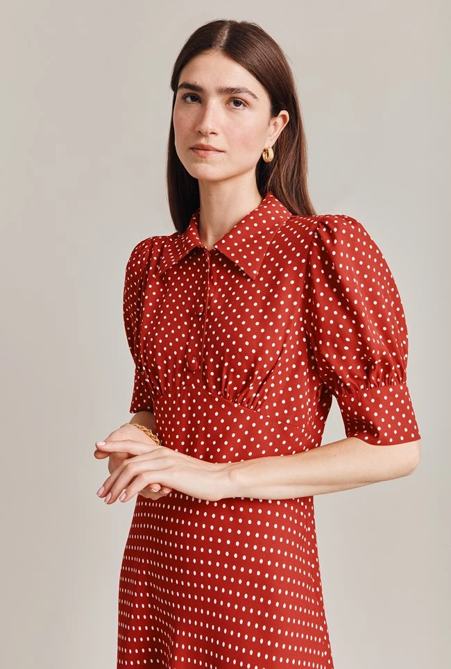 Wilma Crepe Midi Dress Red Spot Wilma Crepe Midi Dress Red Spot -Ghost Store D07G034 Z78 29042 650px