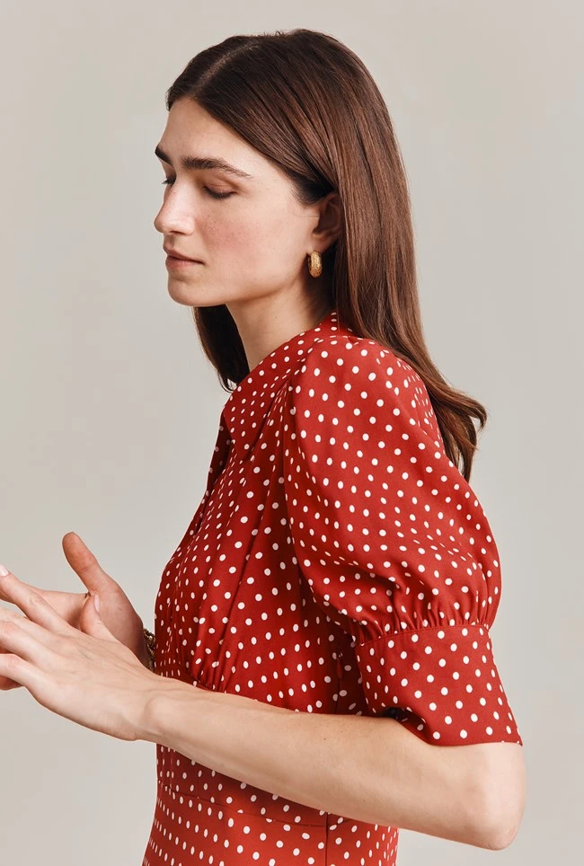 Wilma Crepe Midi Dress Red Spot Wilma Crepe Midi Dress Red Spot -Ghost Store D07G034 Z78 29043 650px