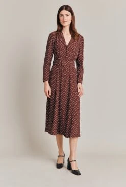 Lucinda Satin Midi Dress Russet Spot -Ghost Store D07G040 Z15 28900 650px 964px