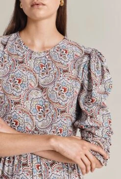 Maya Crepe Midi Dress Blue Paisley Star -Ghost Store D07G043 Z05 29558 650px 964px