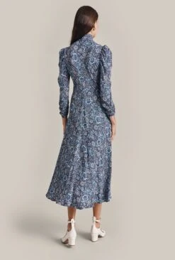 Erin Crepe Midi Dress Blue Batik Bloom -Ghost Store D07G045 Z04 29131 650px 964px