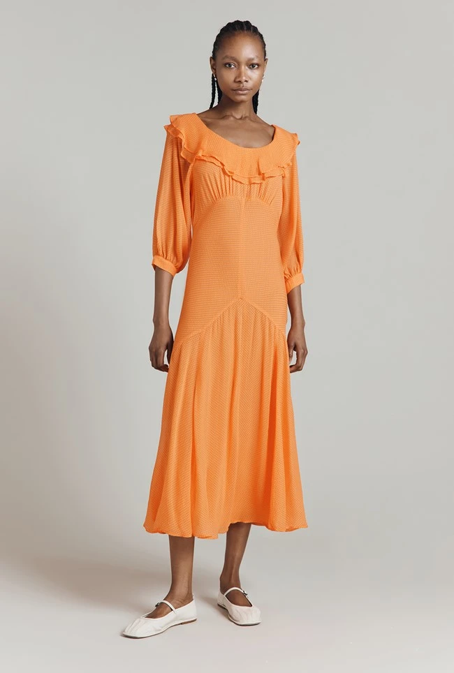 Poppy Polka Dot Godet Georgette Dress Poppy Polka Dot Godet Georgette Dress -Ghost Store D08G052 Z23 31456 650px