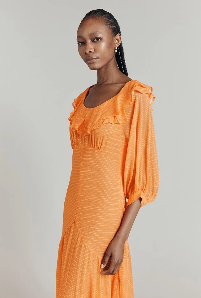 Poppy Polka Dot Godet Georgette Dress Poppy Polka Dot Godet Georgette Dress -Ghost Store D08G052 Z23 31458 650px