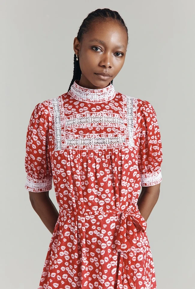 Josephine Ditsy Floral Printed Cotton Lace Trim Dress Josephine Ditsy Floral Printed Cotton Lace Trim Dress -Ghost Store D08G055A Z24 31481 650px