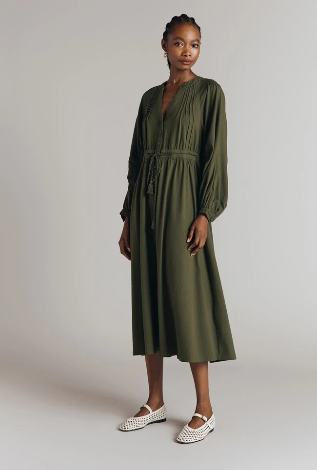 Santori Embroidery Trim Cotton Jersey Midi Dress Santori Embroidery Trim Cotton Jersey Midi Dress -Ghost Store D09G029 J31 31890 650px