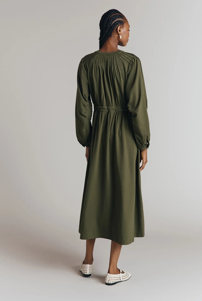 Santori Embroidery Trim Cotton Jersey Midi Dress Santori Embroidery Trim Cotton Jersey Midi Dress -Ghost Store D09G029 J31 31892 650px