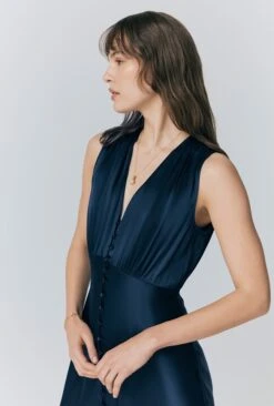 River V Neck Button Satin Maxi Dress -Ghost Store D10G001 K10 32837 650px 964px