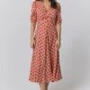 Madi Crepe Polka Dot Floral Midi Dress