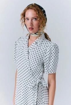 Giselle Crepe Polka Dot Wrap Dress 2 Giselle Crepe Polka Dot Wrap Dress -Ghost Store D10G030 Z08 33363 650px 964px