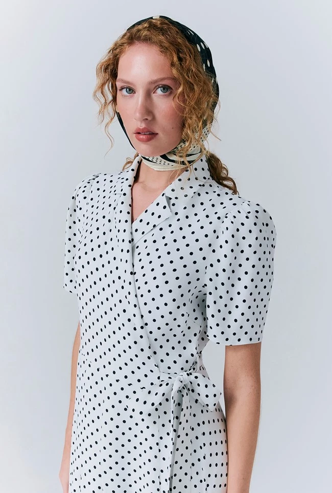 Giselle Crepe Polka Dot Wrap Dress Giselle Crepe Polka Dot Wrap Dress -Ghost Store D10G030 Z08 33363 650px