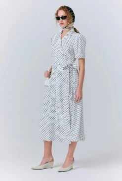 Giselle Crepe Polka Dot Wrap Dress 3 Giselle Crepe Polka Dot Wrap Dress -Ghost Store D10G030 Z08 33442 650px 964px