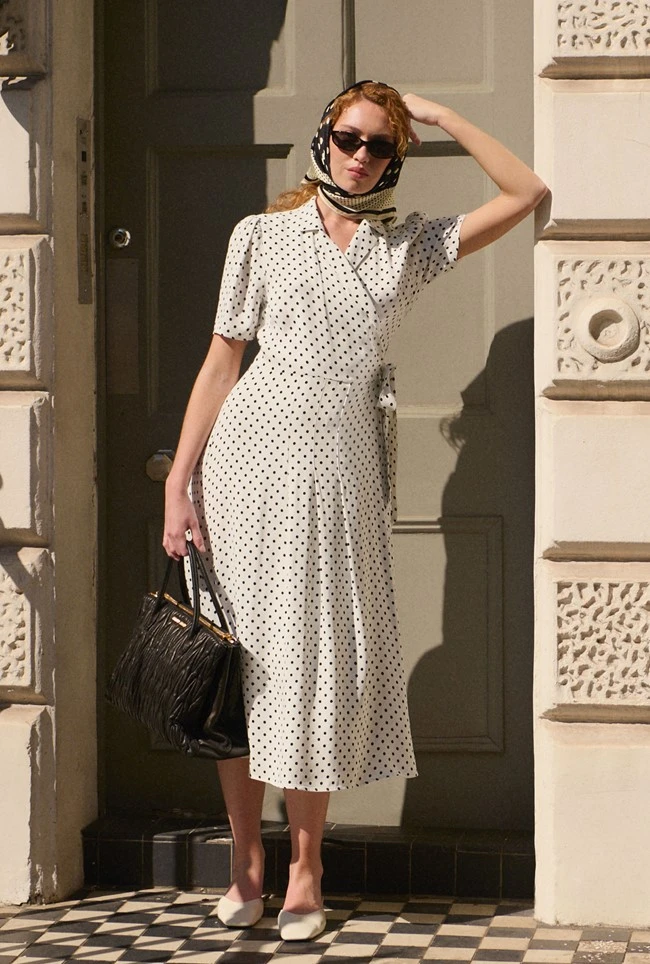 Giselle Crepe Polka Dot Wrap Dress Giselle Crepe Polka Dot Wrap Dress -Ghost Store D10G030 Z08 33698 650px