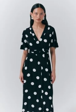Jess Crepe Polka Dot Midi Tea Dress -Ghost Store D10G039 Z14 33657 650px 964px