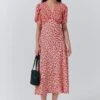 Lulu Crepe Floral Midi Tea Dress