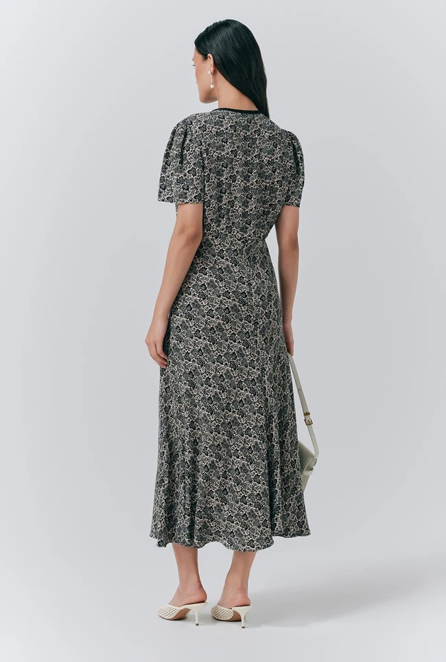 Maree Crepe Printed Tie Front Midi Dress Maree Crepe Printed Tie Front Midi Dress -Ghost Store D10G044 Z94 33651 650px