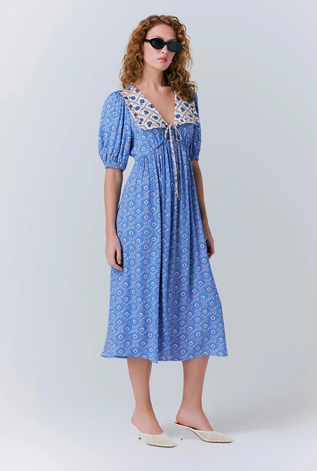 Nellie Crepe Collared Midi Smock Dress Nellie Crepe Collared Midi Smock Dress -Ghost Store D10G047 Z82 33529 650px
