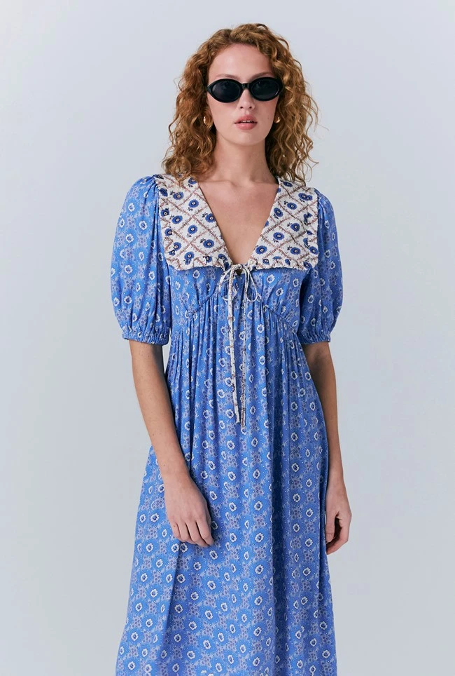 Nellie Crepe Collared Midi Smock Dress Nellie Crepe Collared Midi Smock Dress -Ghost Store D10G047 Z82 33530 650px