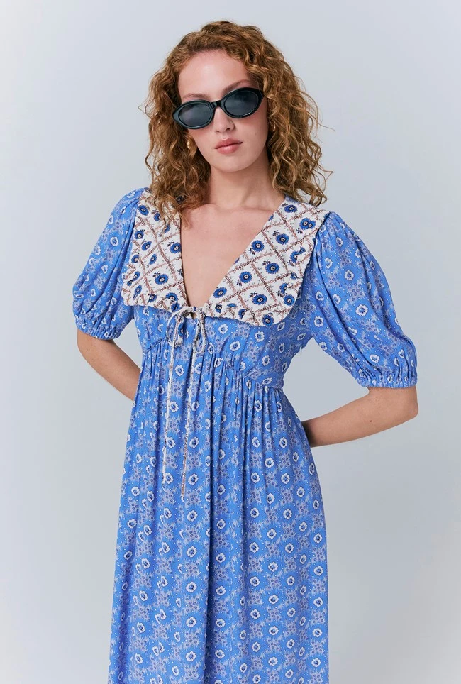 Nellie Crepe Collared Midi Smock Dress Nellie Crepe Collared Midi Smock Dress -Ghost Store D10G047 Z82 33531 650px