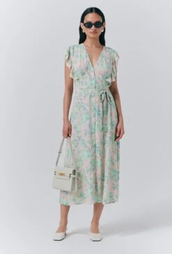 Lucia Crepe Floral Belted Midi Dress
