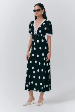 Belle Crepe Polka Dot Midi Tea Dress -Ghost Store D10G057 Z14 33737 650px 964px
