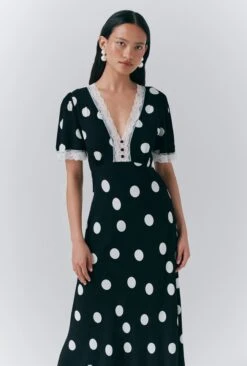 Belle Crepe Polka Dot Midi Tea Dress -Ghost Store D10G057 Z14 33738 650px 964px
