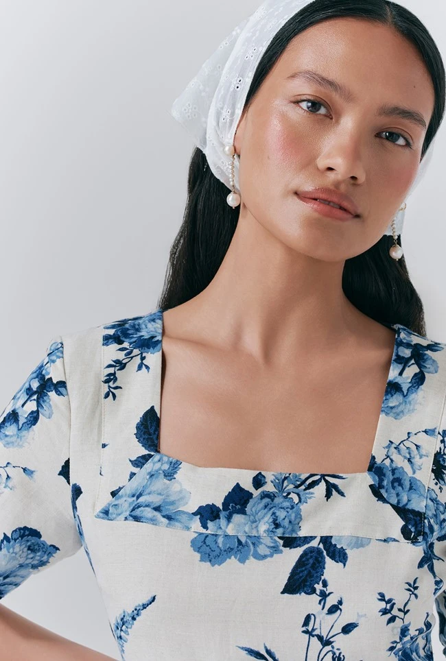 Reanna Linen Floral Short Dress Reanna Linen Floral Short Dress -Ghost Store D10G060 Z92 33673 650px