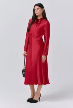 Stephanie Satin Tie Neck Midi Dress 2 Stephanie Satin Tie Neck Midi Dress -Ghost Store D11G001 G01 33791 650px 964px