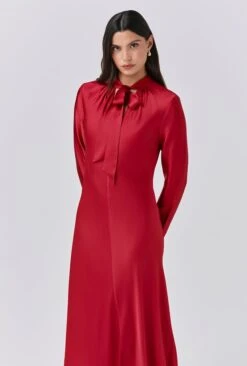 Stephanie Satin Tie Neck Midi Dress 3 Stephanie Satin Tie Neck Midi Dress -Ghost Store D11G001 G01 33793 650px 964px