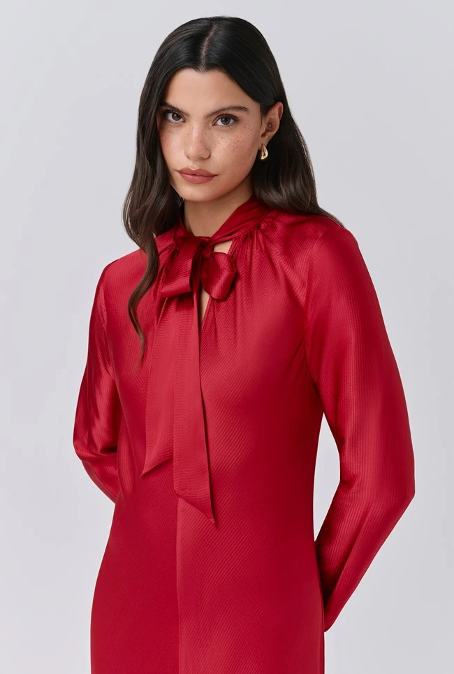 Stephanie Satin Tie Neck Midi Dress Stephanie Satin Tie Neck Midi Dress -Ghost Store D11G001 G01 33794 650px