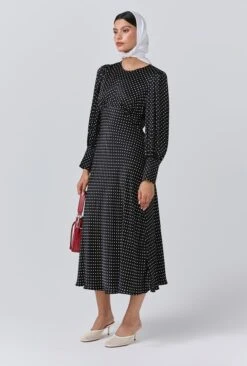 Fiona Satin Polka Dot Midi Dress 2 Fiona Satin Polka Dot Midi Dress -Ghost Store D11G020 Z14 33937 650px 964px