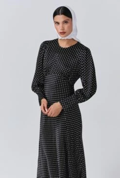 Fiona Satin Polka Dot Midi Dress 3 Fiona Satin Polka Dot Midi Dress -Ghost Store D11G020 Z14 33939 650px 964px