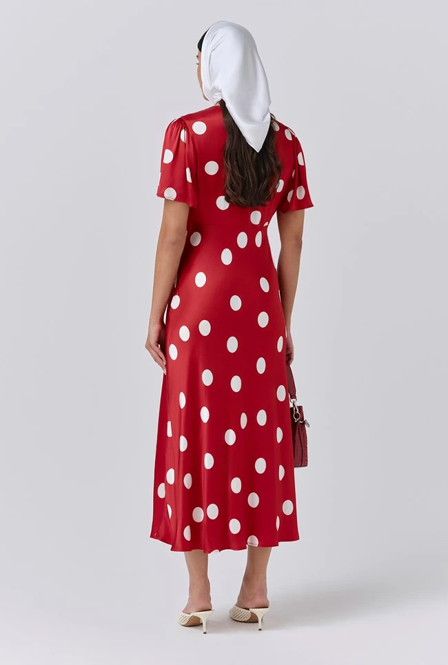 Elizabeth Polka Dot Satin Midi Tea Dress Elizabeth Polka Dot Satin Midi Tea Dress -Ghost Store D11G022 Z49 33969 650px