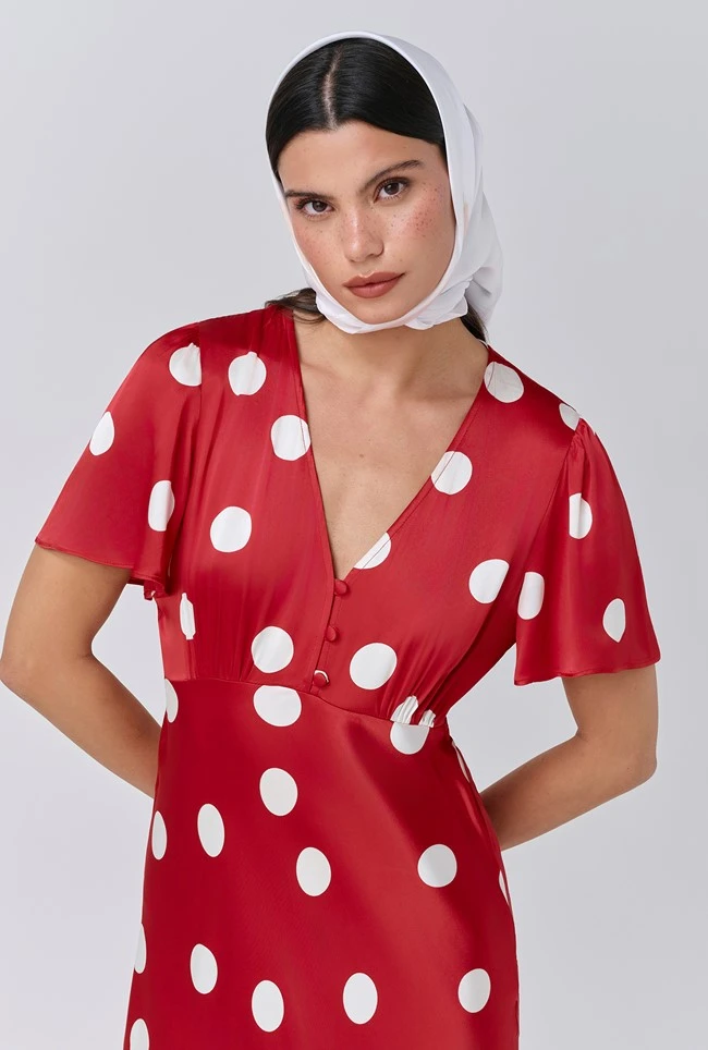 Elizabeth Polka Dot Satin Midi Tea Dress Elizabeth Polka Dot Satin Midi Tea Dress -Ghost Store D11G022 Z49 33971 650px