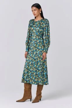 Fiona Satin Boat Neck Midi Dress -Ghost Store D11G033 Z02 33973 650px 964px