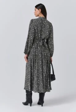 Petal Crepe V Neck Midi Waisted Dress -Ghost Store D11G041 ZA6 33943 650px 964px