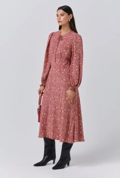 Stella Floral Crepe Tie Front Midi Dress -Ghost Store D11G043 ZA5 33947 650px 964px