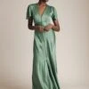 Delphine Satin Maxi Dress Soft Green