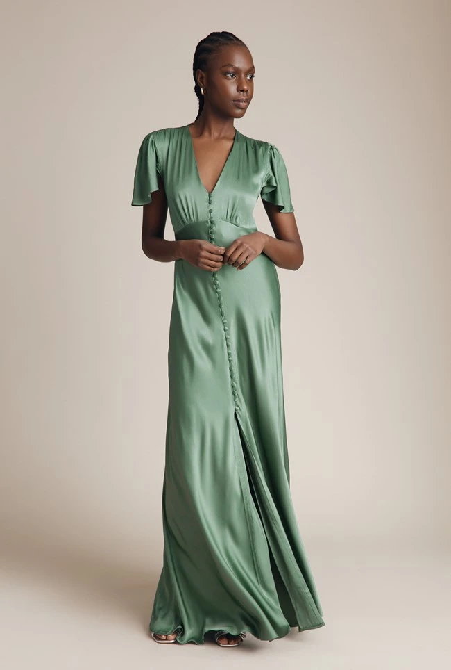 Delphine Satin Maxi Dress Soft Green Delphine Satin Maxi Dress Soft Green -Ghost Store DF46CA J61 26500 650px
