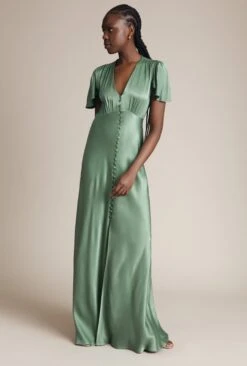 Delphine Satin Maxi Dress Soft Green 2 Delphine Satin Maxi Dress Soft Green -Ghost Store DF46CA J61 26501 650px 964px