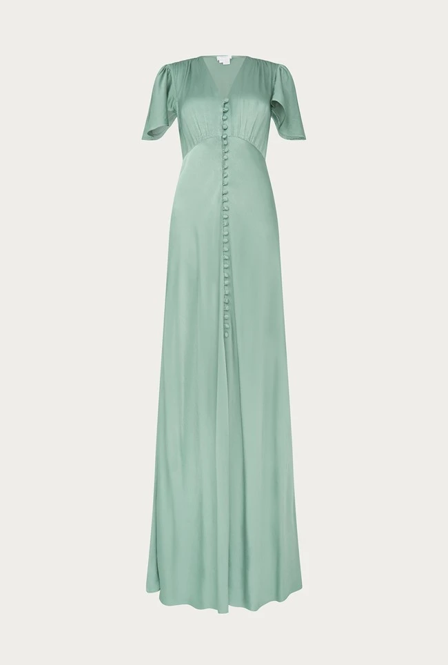 Delphine Satin Maxi Dress Soft Green Delphine Satin Maxi Dress Soft Green -Ghost Store DF46CA J61 26502 650px