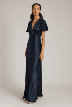 Delphine Satin Maxi Dress Navy -Ghost Store DF46CA K10 23058 650px 964px