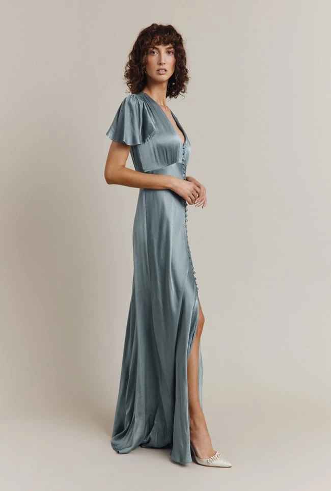 Delphine Satin Maxi Dress Slate Blue Delphine Satin Maxi Dress Slate Blue -Ghost Store DF46CA K76 24884 650px