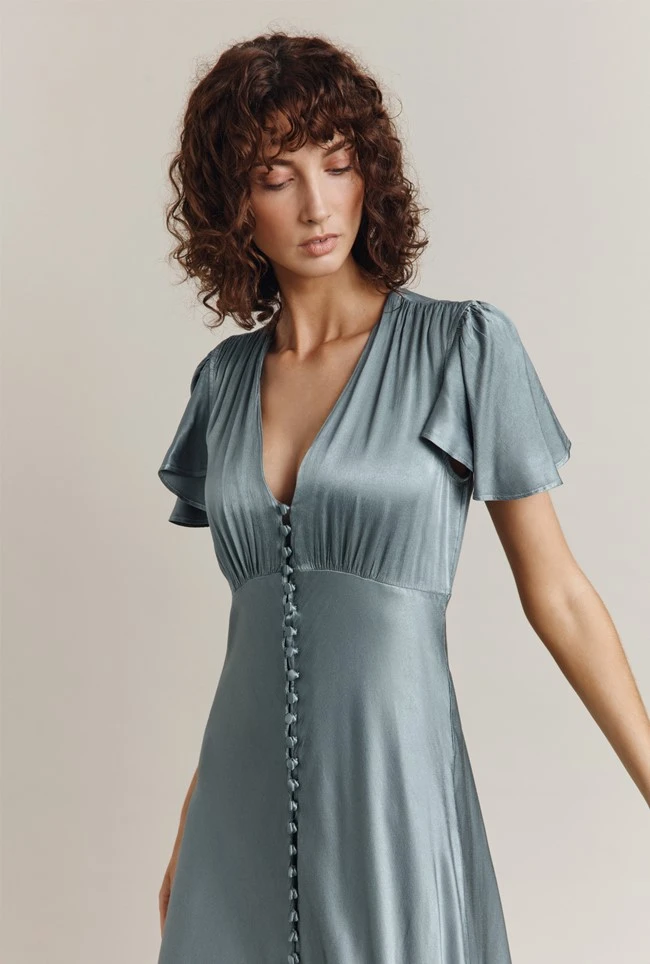 Delphine Satin Maxi Dress Slate Blue Delphine Satin Maxi Dress Slate Blue -Ghost Store DF46CA K76 24886 650px