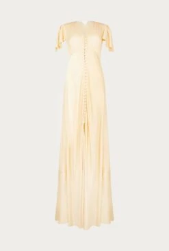 Delphine Satin Maxi Dress Buttermilk -Ghost Store DF46CA M09 26486 650px 964px
