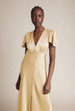 Delphine Satin Maxi Dress Buttermilk -Ghost Store DF46CA M09 26489 650px 964px