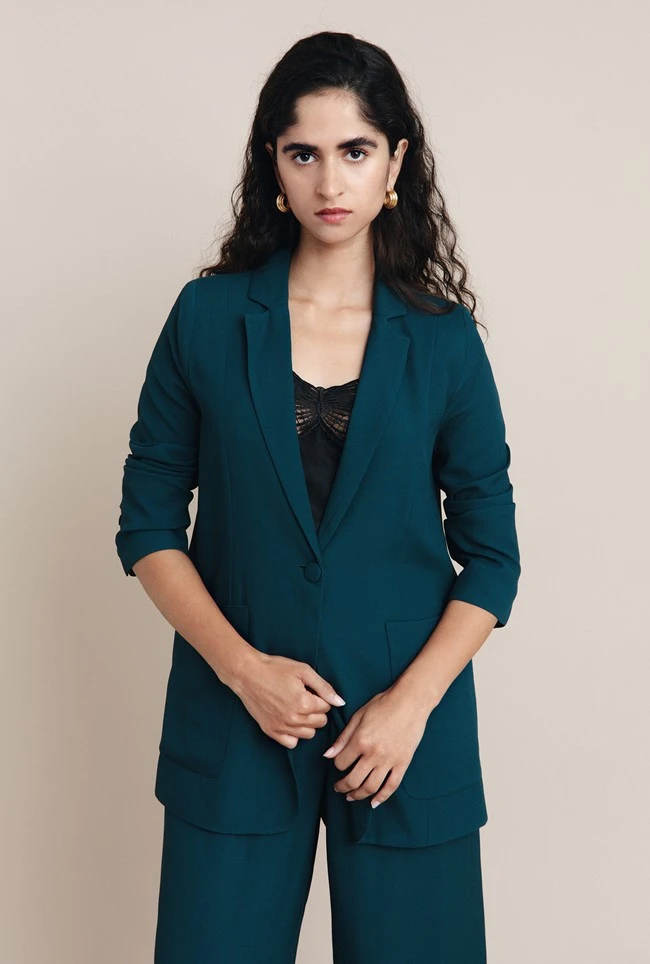 Wren Crepe Blazer Petrol Green Wren Crepe Blazer Petrol Green -Ghost Store J05G002 K72 25915 650px